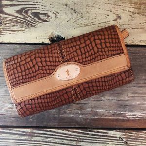 Fossil Tobacco Brown Tri-fold Leather Wallet